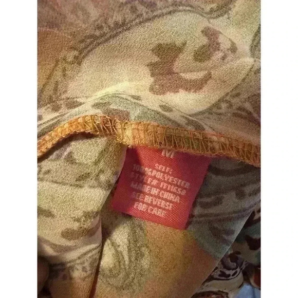 Flying Tomato Anthropology Long Sleeve Boho Top Orange Paisley Size Medium - Picture 4 of 6